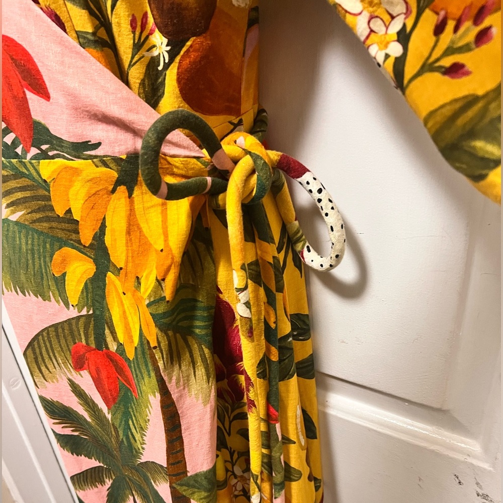 Farm Rio Mixed Print Tropical Wrap Dress Size M - Picture 4 of 8